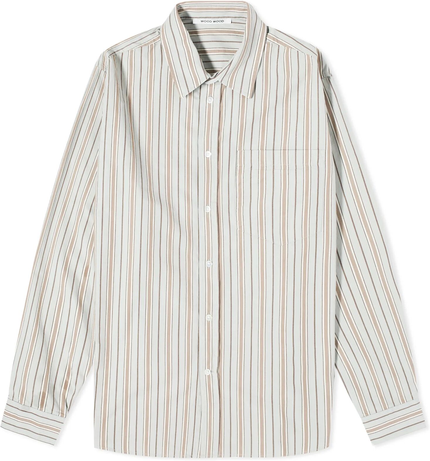 Wood Wood Men's Aster Fun Pinstripe Shirt in 90'S Stripe, Size Small