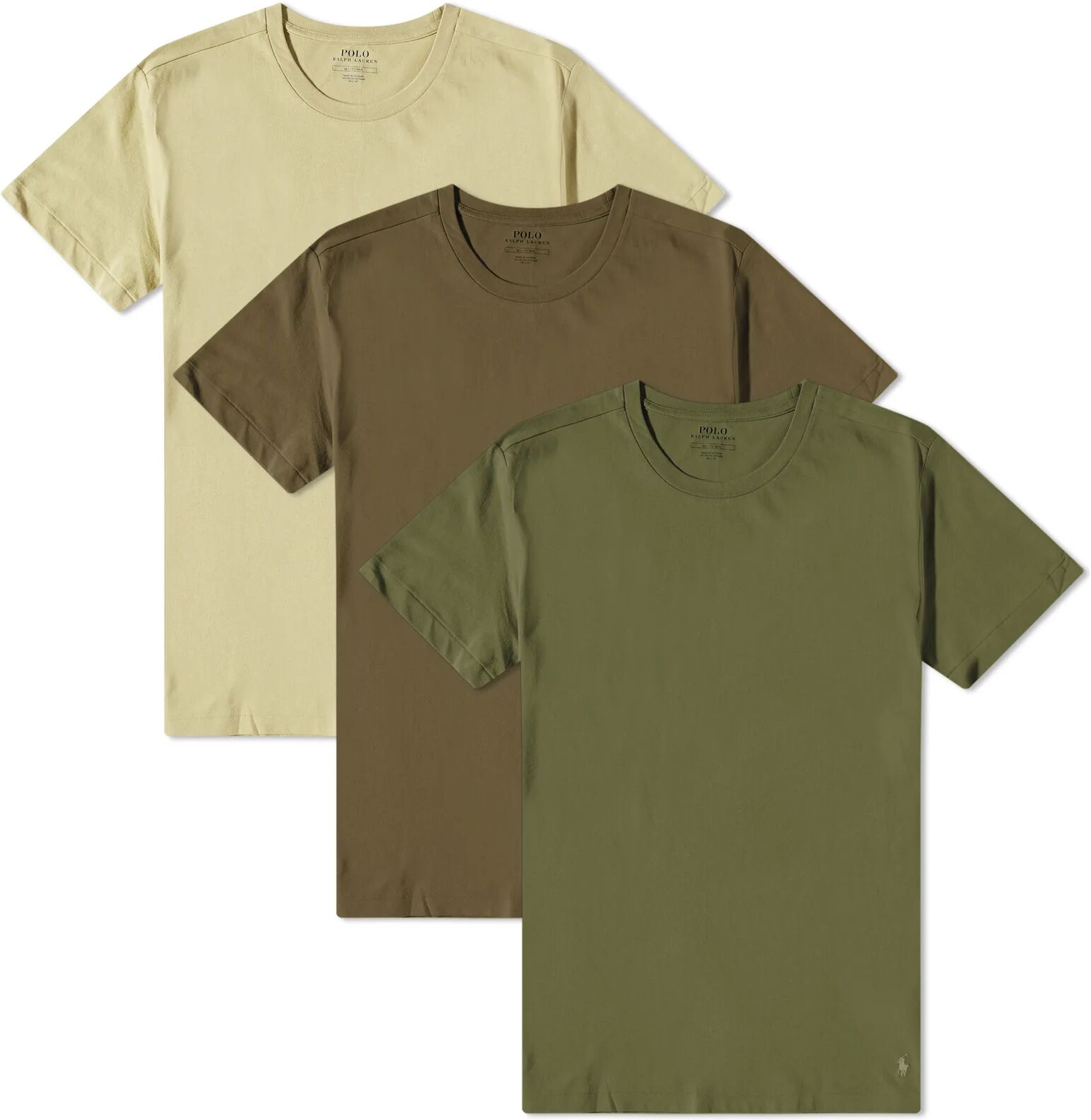 Polo Ralph Lauren Men's Crew Base Layer T-Shirt - 3 Pack in Olive Multi, Size Medium