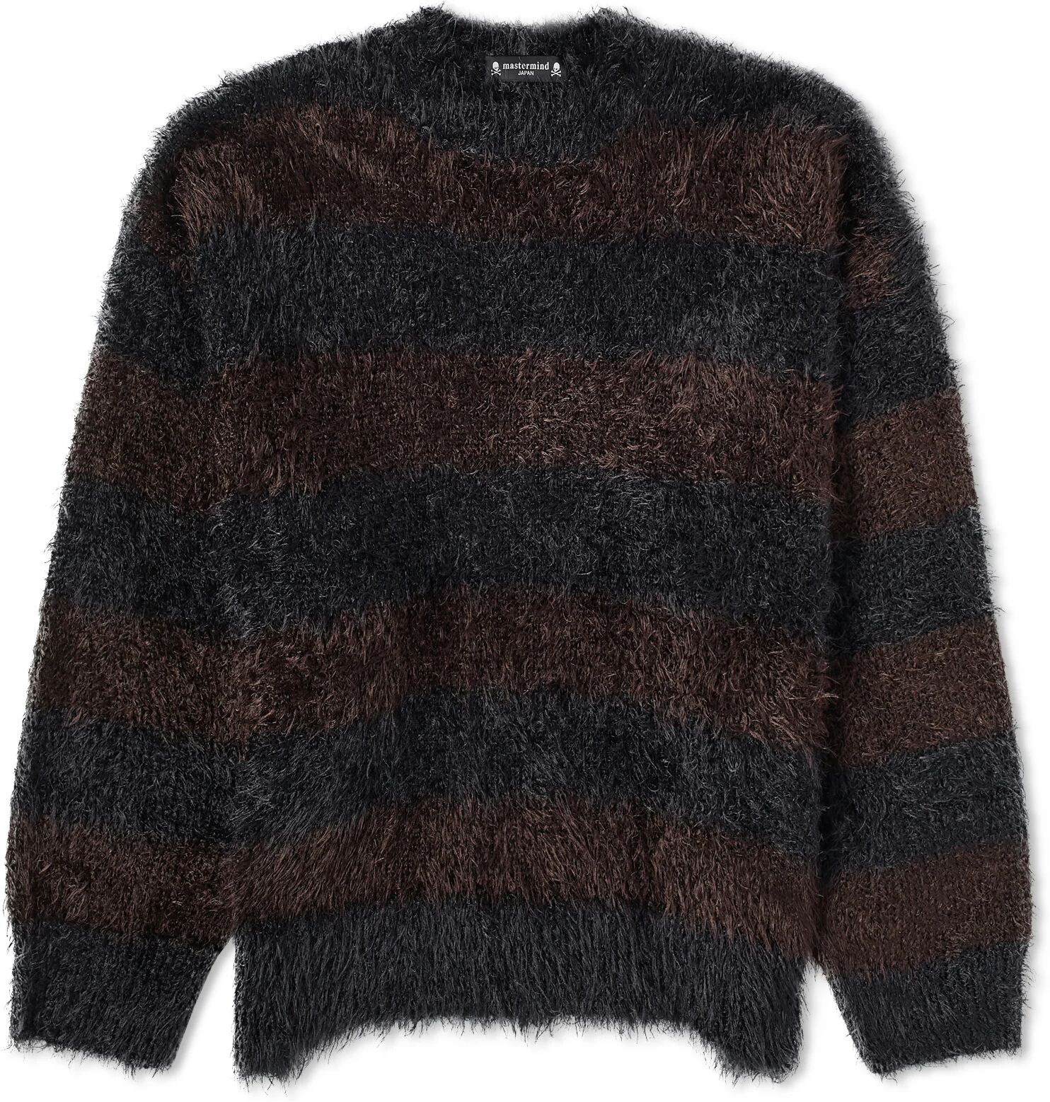 Mastermind Japan Men's Micorfibre Stripe Knit in Black/Brown, Size Large