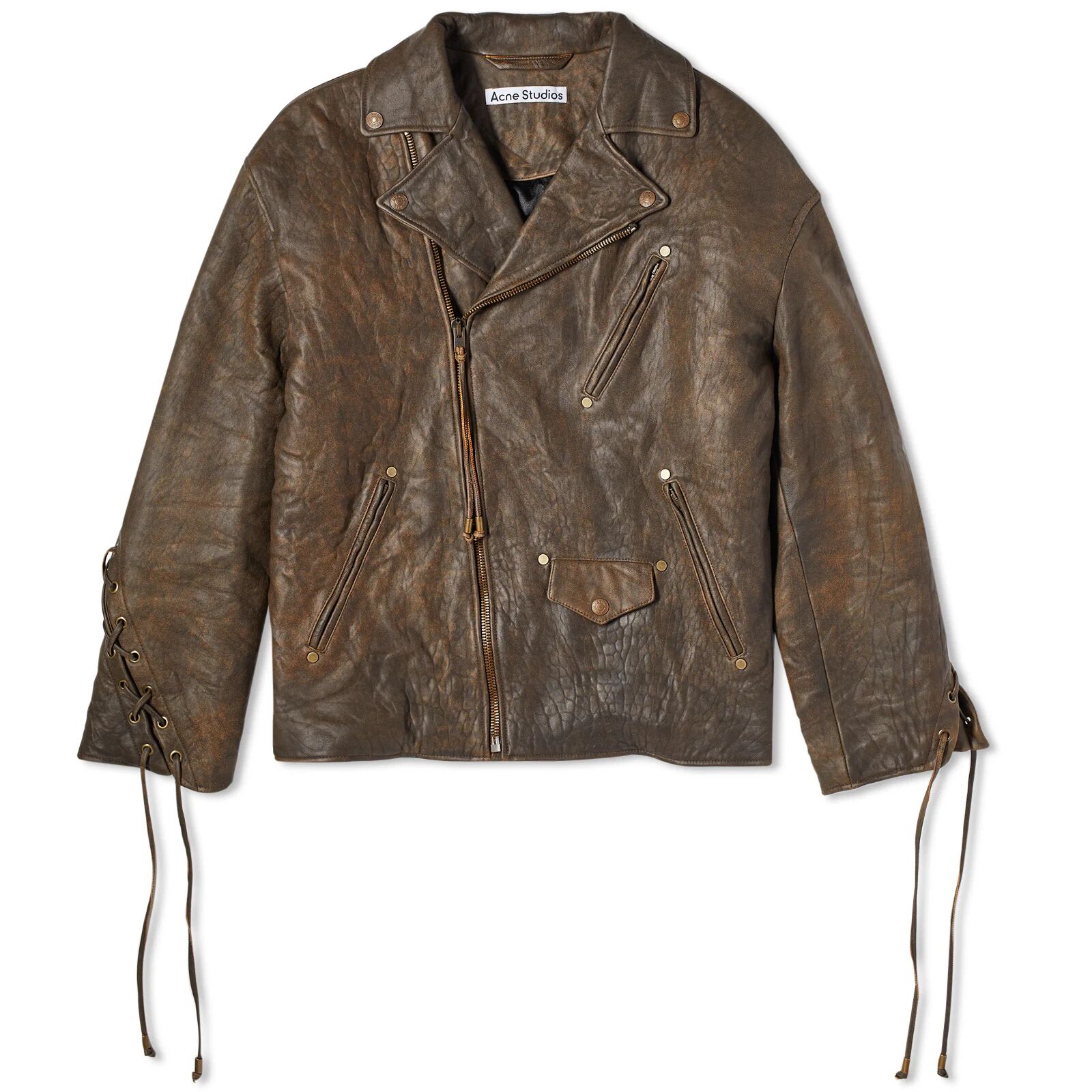 Acne Studios Men's Likero Vintage Leather Jacket in Brown, Size Large