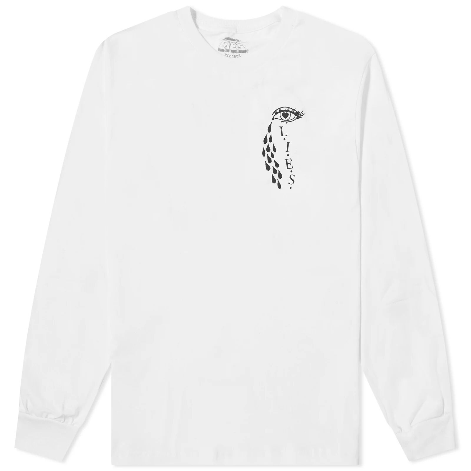 L.I.E.S. Records Men's Broken Heart Long Sleeve T-Shirt in White, Size X-Large