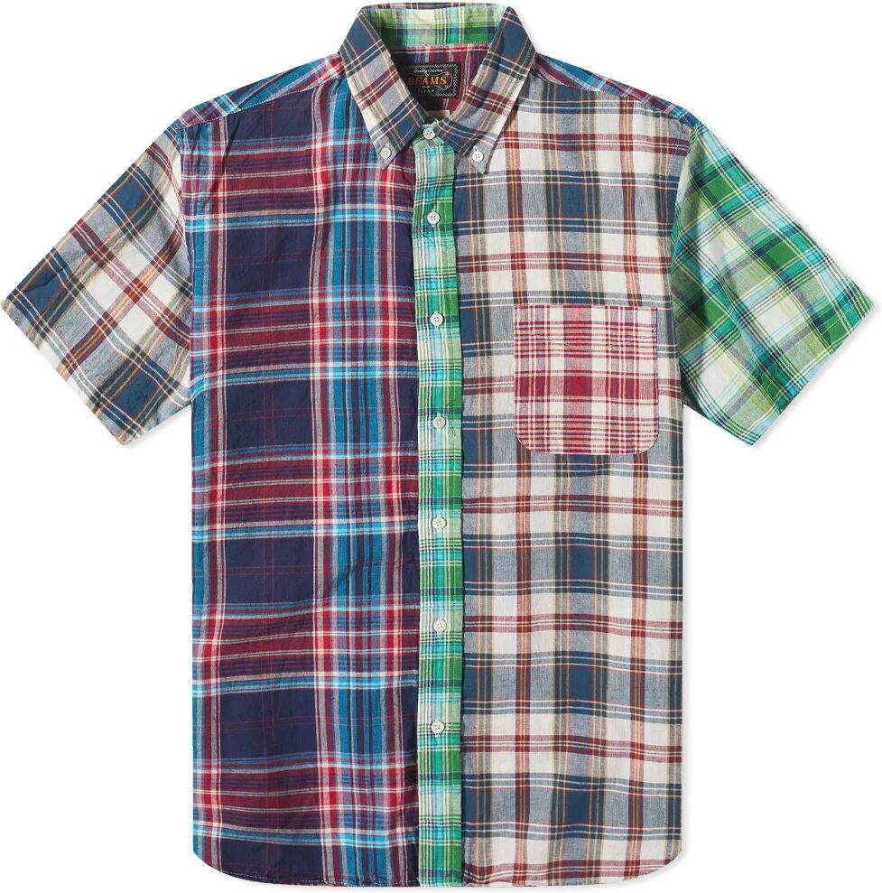 Beams Plus Men's Short Sleeve Indian Madras Check Shirt in Panel, Size Small