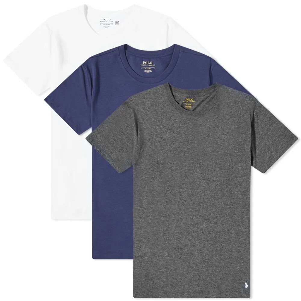 Polo Ralph Lauren Men's Crew Base Layer T-Shirt - 3 Pack in Navy/Charcoal/White, Size Small