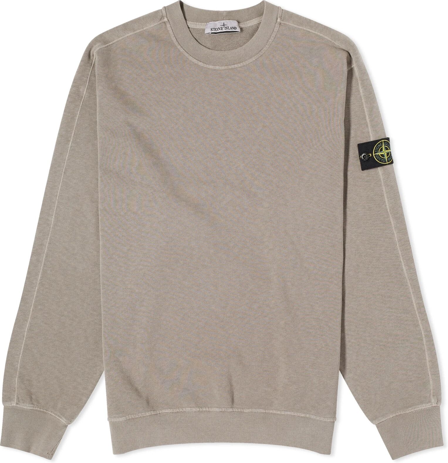 Stone Island Men's Garment Dyed Malfile Crew Sweat in Dove Grey, Size XXX-Large