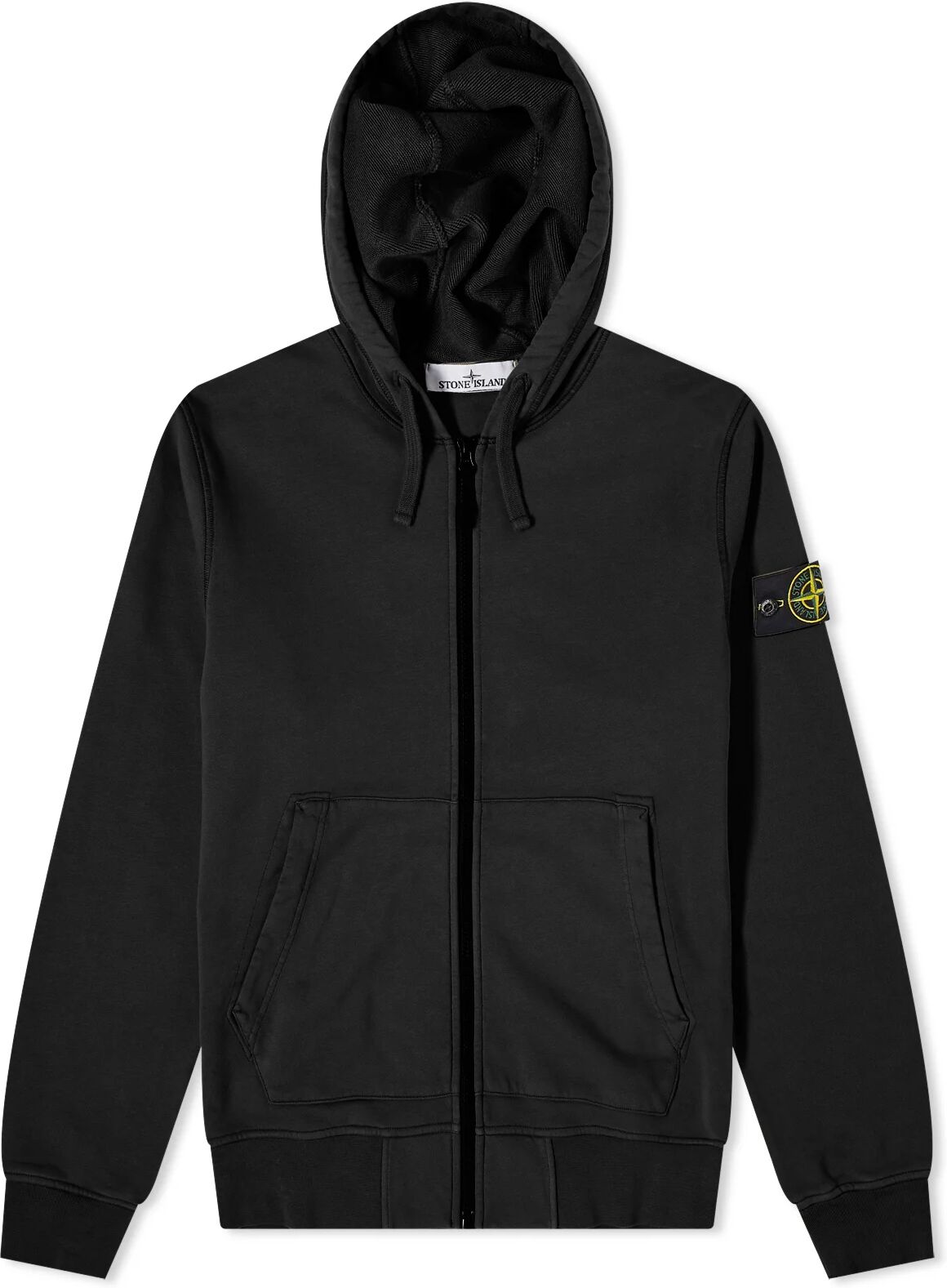 Stone Island Men's Garment Dyed Zip Hoodie in Black, Size XX-Large