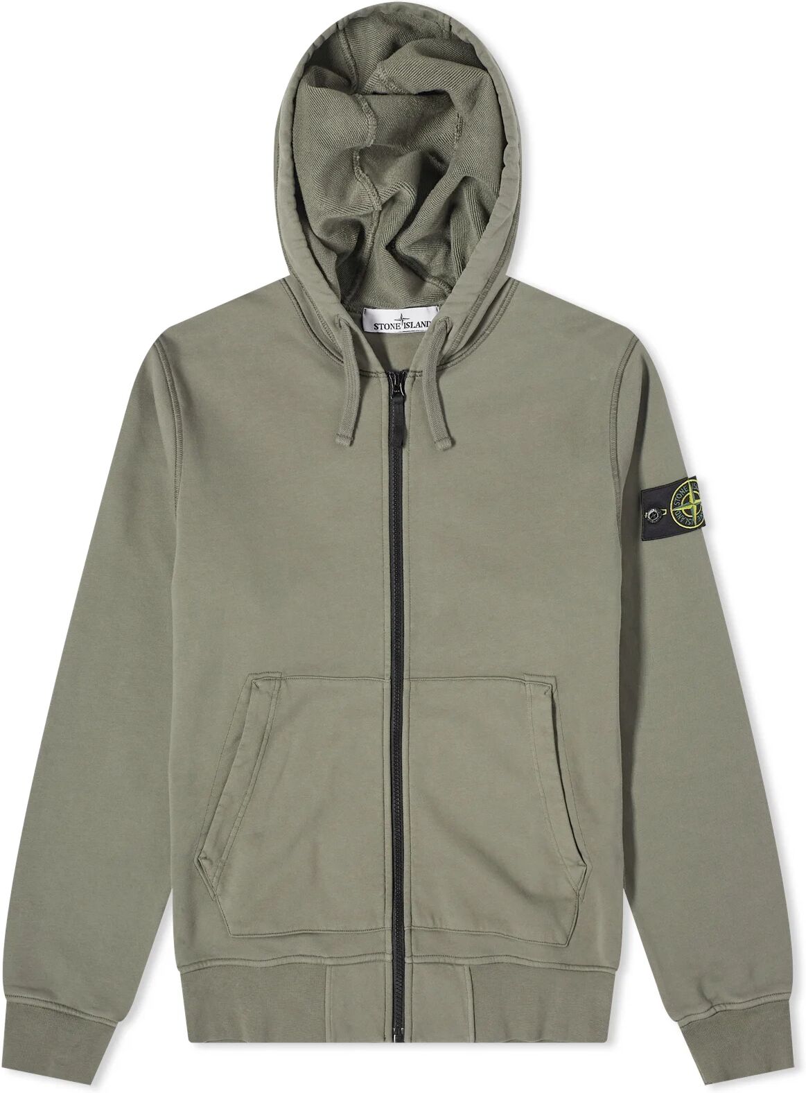 Stone Island Men's Garment Dyed Zip Hoodie in Musk, Size Large