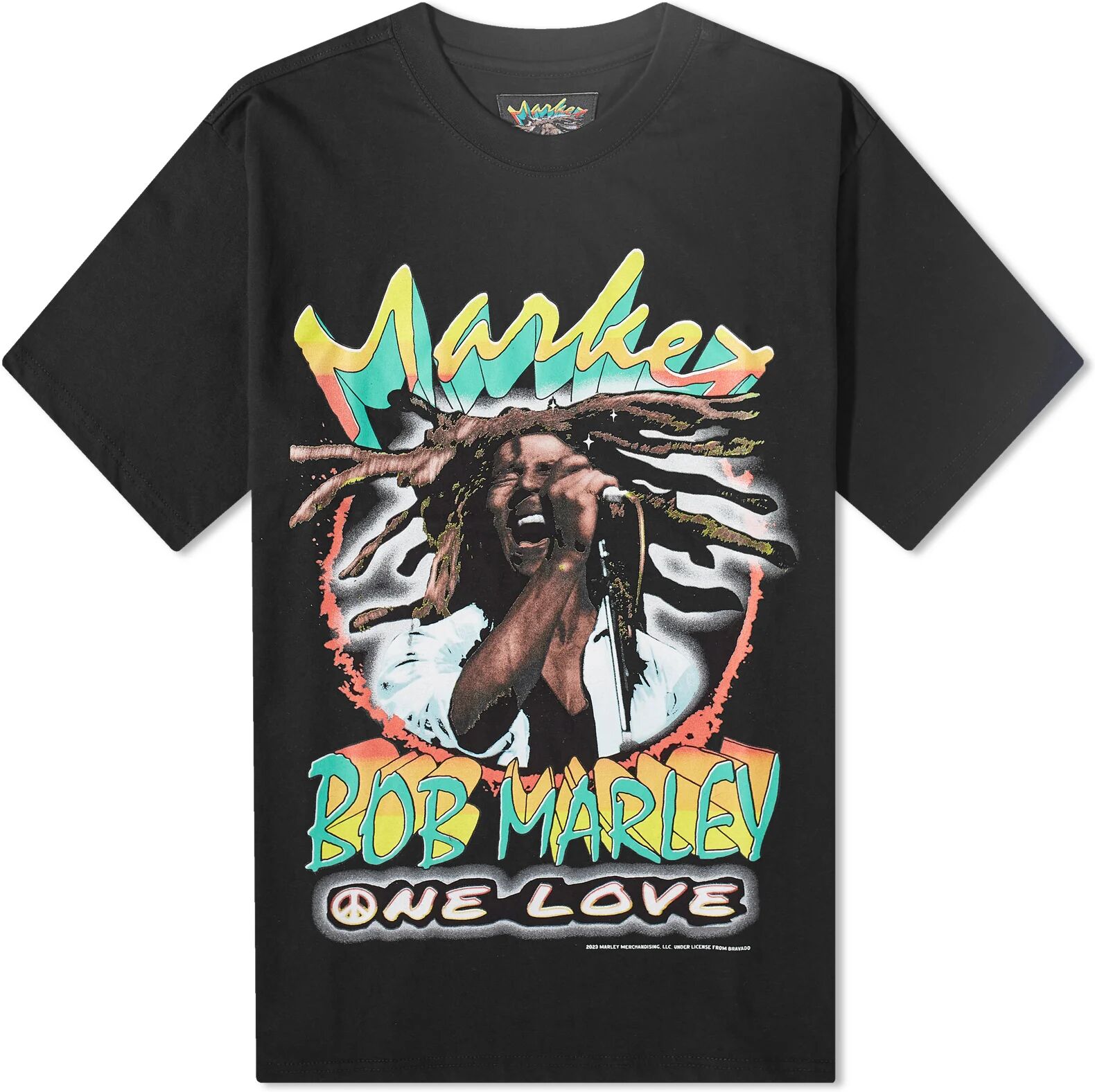 MARKET Men's x Bob Marley One Love T-Shirt in Vintage Wash Black, Size Small