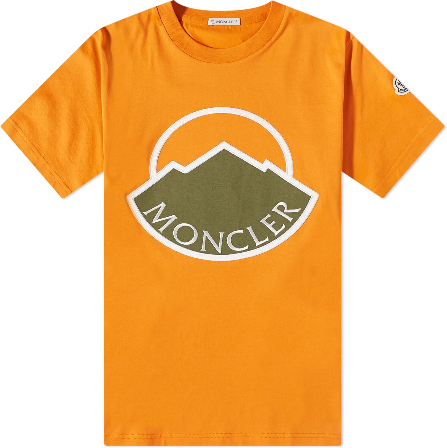 Moncler Men's Large Logo T-Shirt in Orange, Size Medium