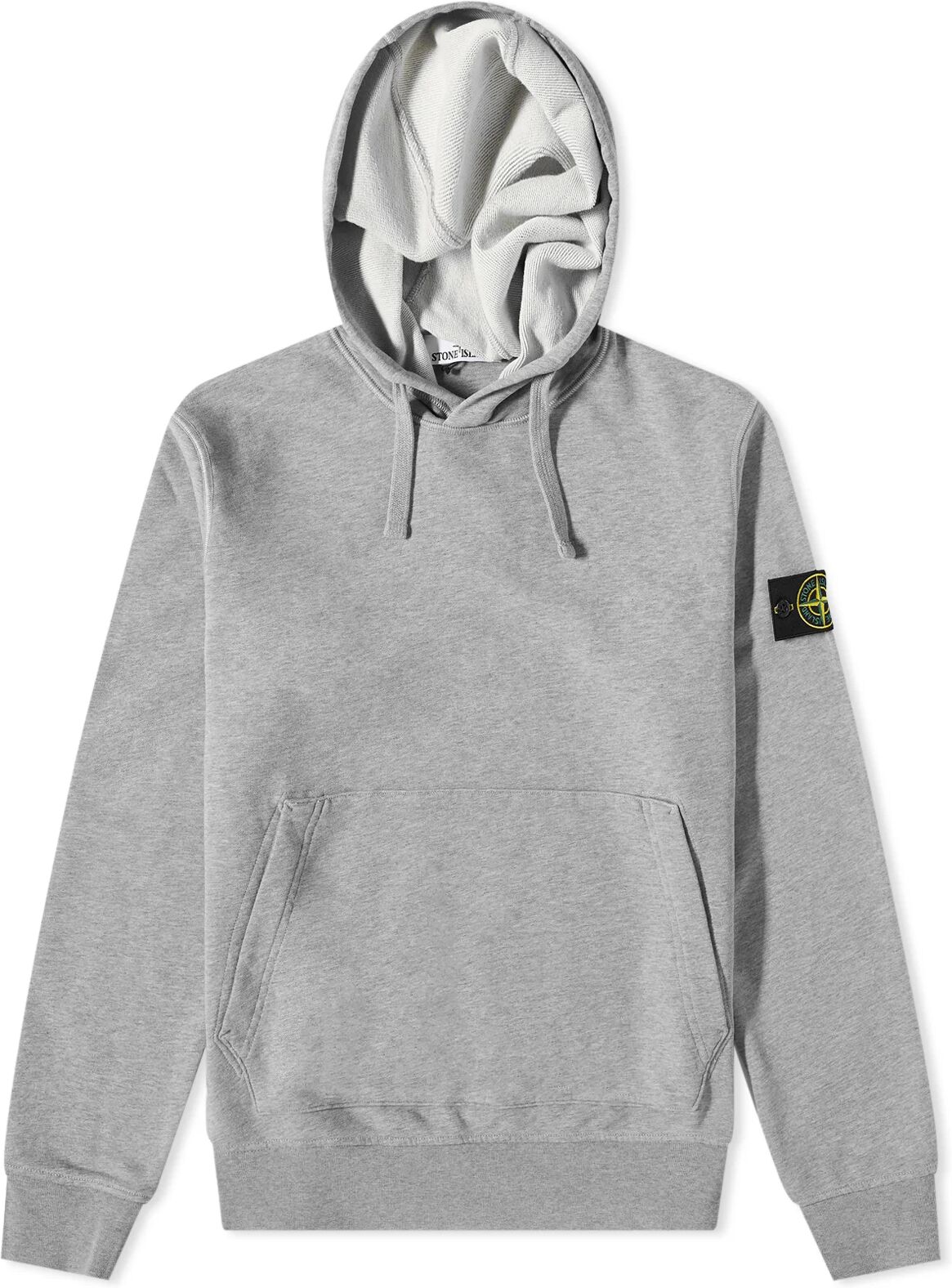 Stone Island Men's Garment Dyed Popover Hoodie in Grey Marl, Size Large