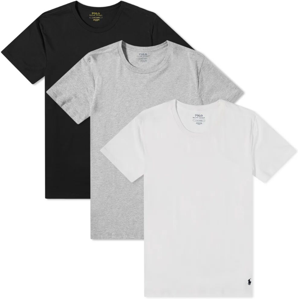 Polo Ralph Lauren Men's Crew Base Layer T-Shirt - 3 Pack in White/Black/Grey, Size Medium