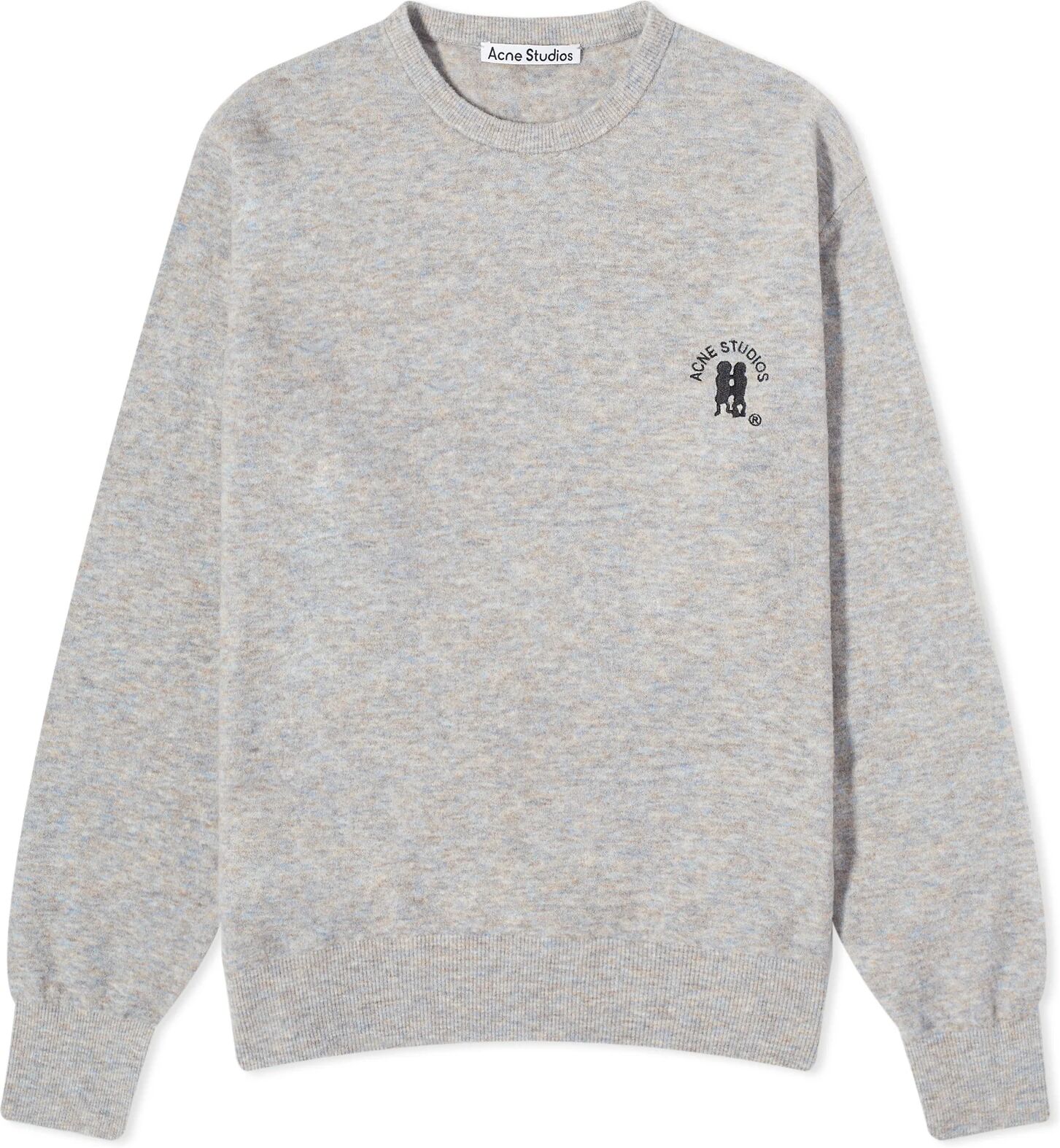 Acne Studios Men's Kiza Alpaca Logo Crew Knit in Light Grey/Brown Melange, Size Large