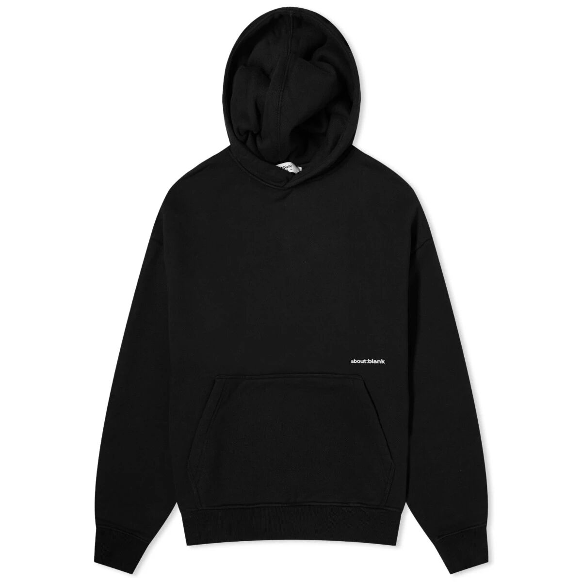 about:blank Men's Box Logo Hoodie in Black/Ecru, Size X-Large