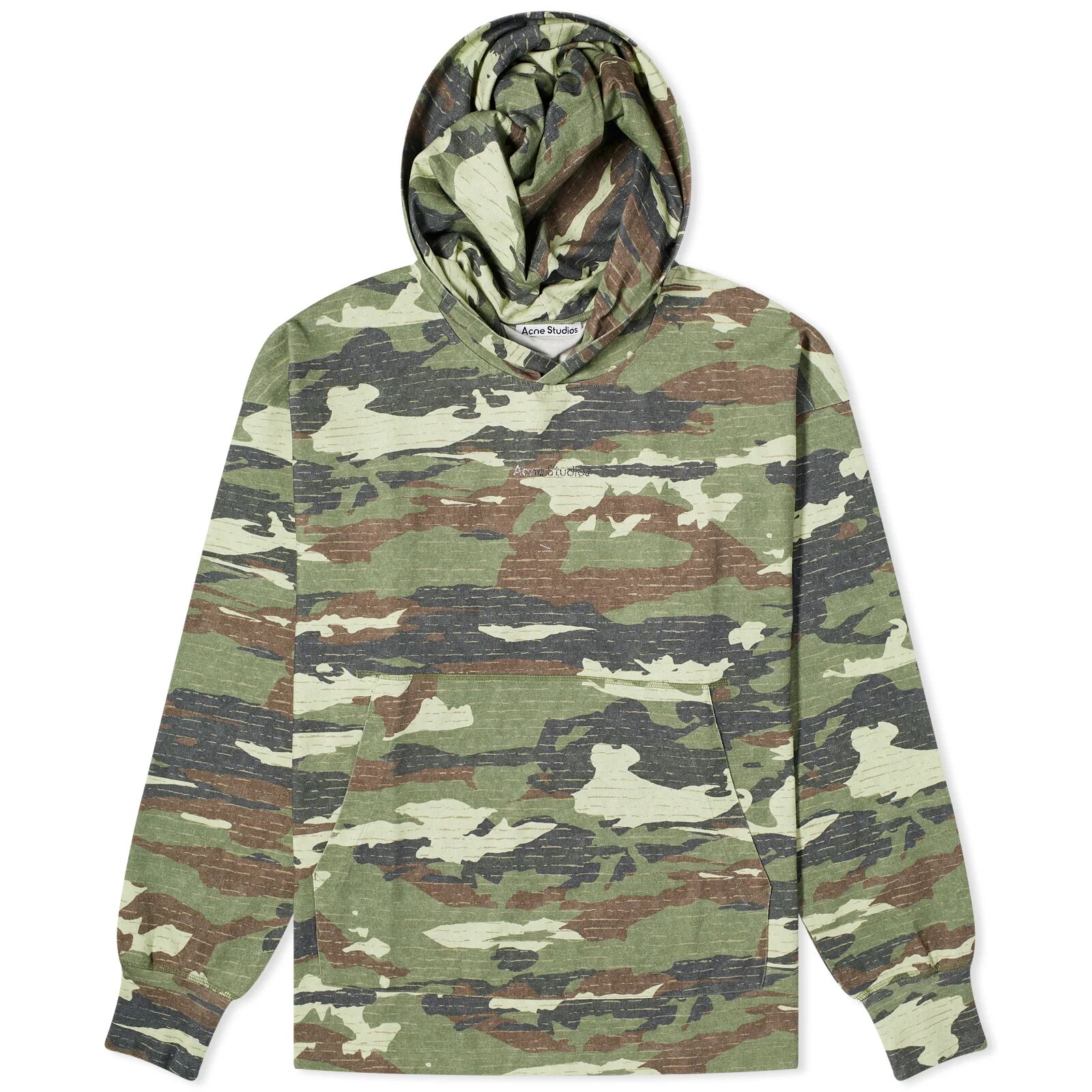 Acne Studios Men's Franklin H Stamp Archipelago Hoodie in Khaki Green, Size Small