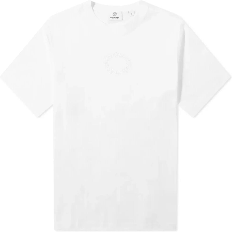 Burberry Men's Walmer Crest T-Shirt in White, Size Large