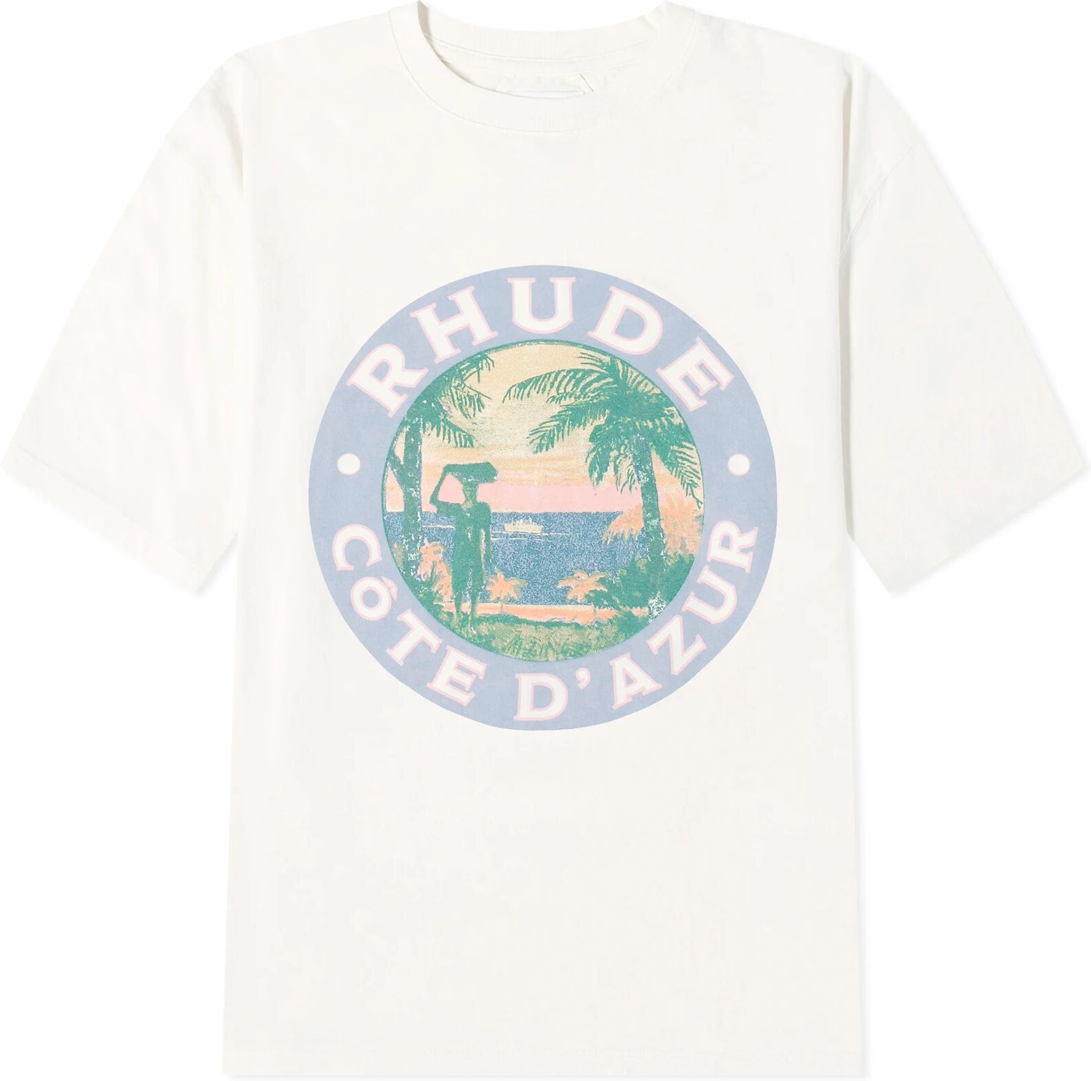 Rhude Men's Lago T-Shirt in Vtg White, Size Medium