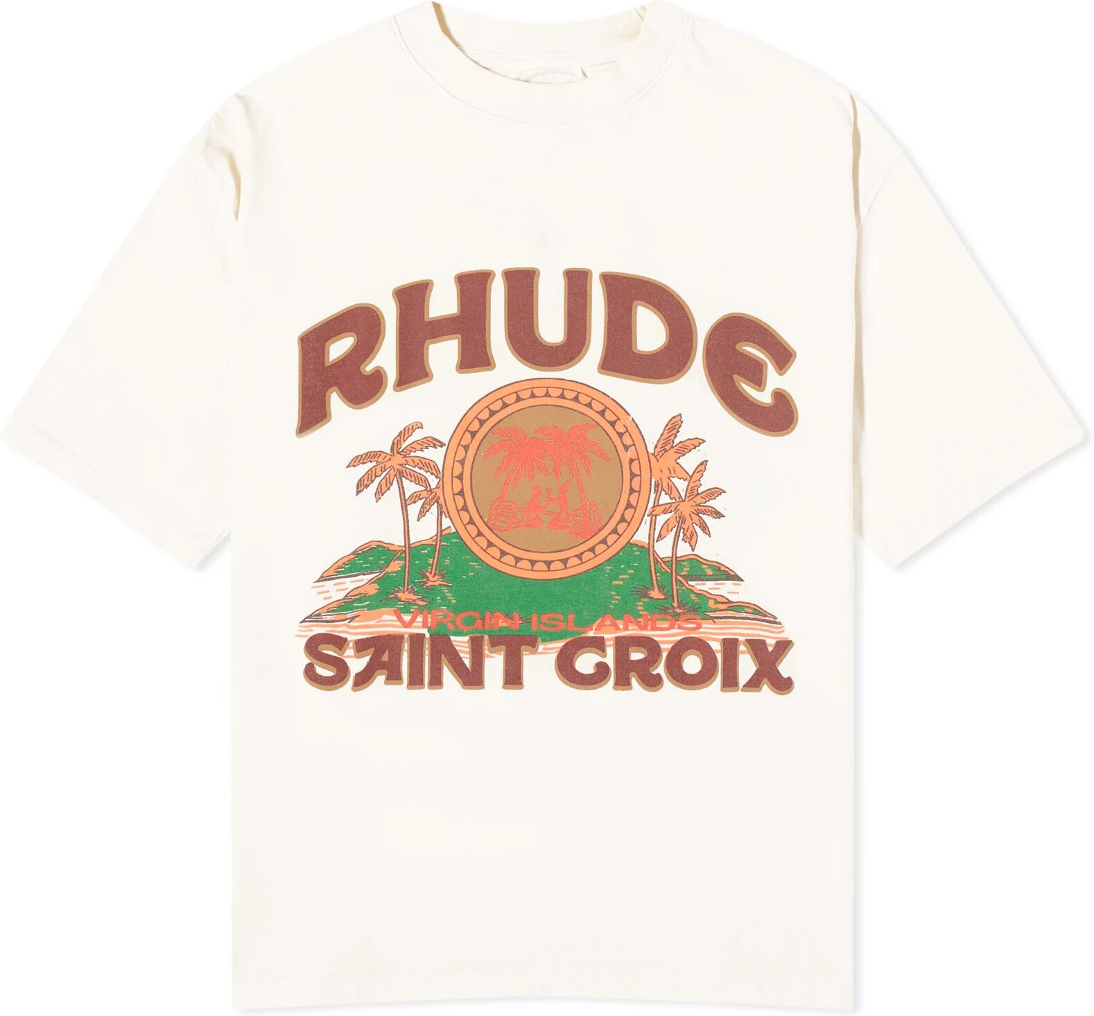 Rhude Men's Saint Croix T-Shirt in Vtg White, Size Small