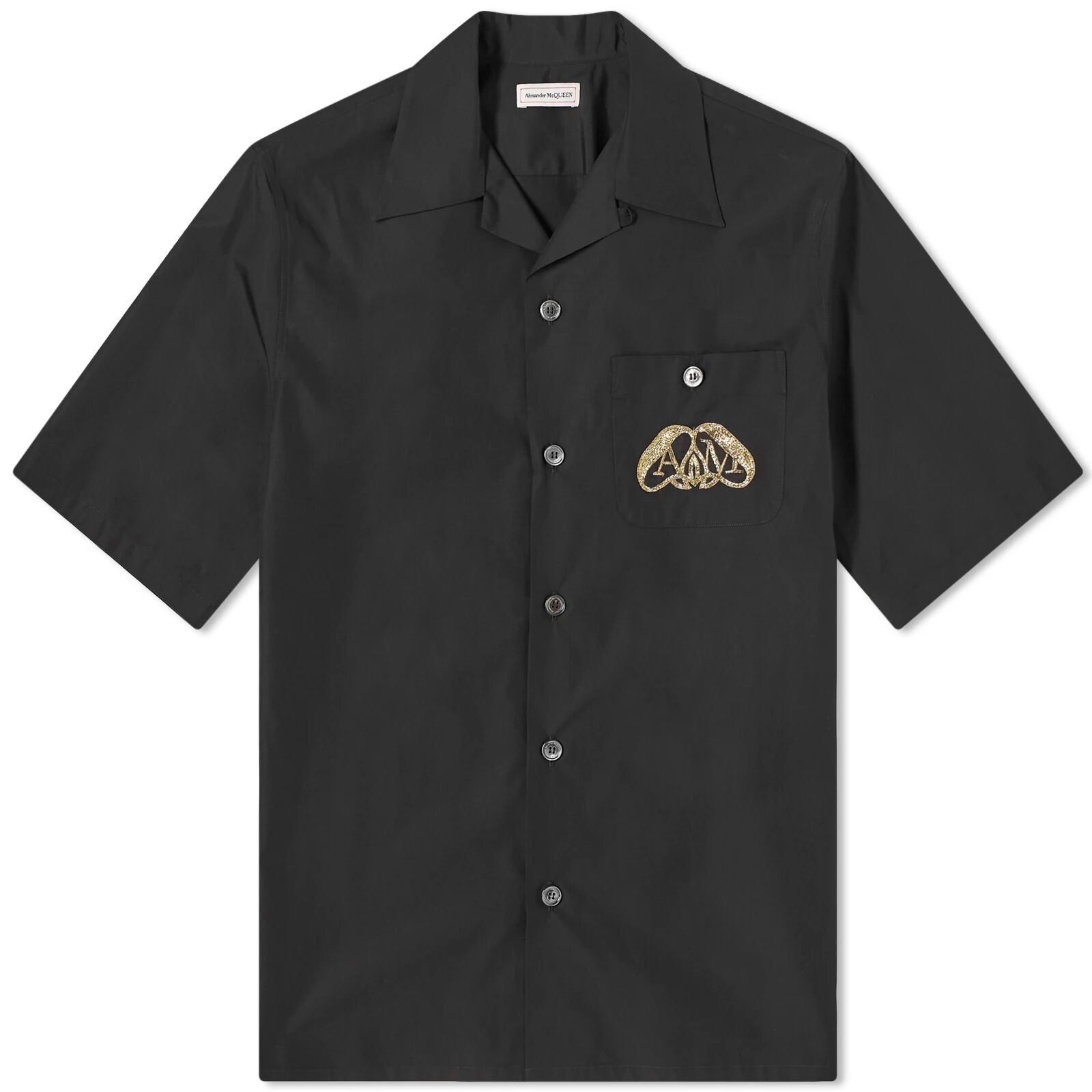 Alexander McQueen Men's Seal Logo Hawaiian Shirt in Black, Size Large