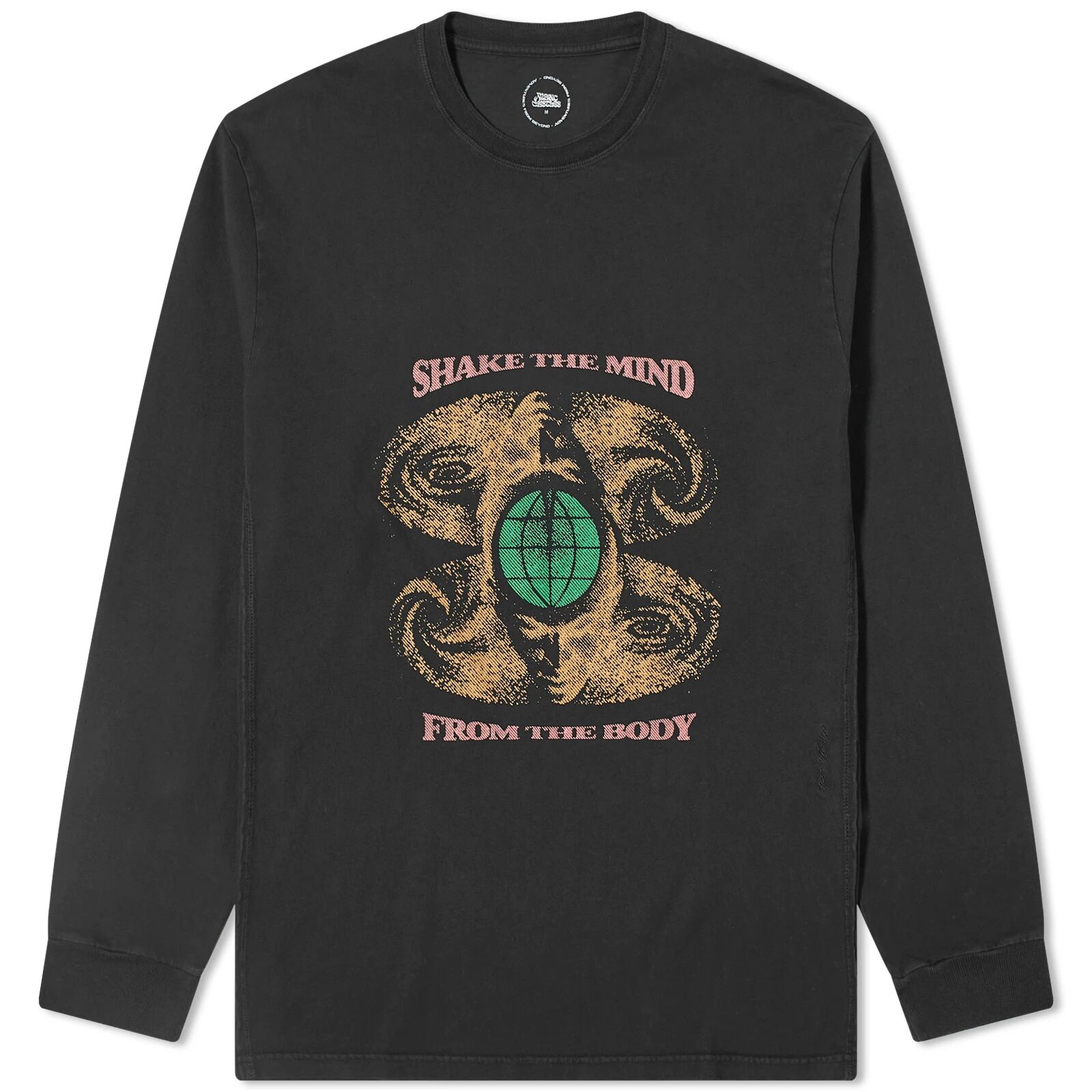 Magic Castles Men's Long Sleeve Shake Your Mind T-Shirt in Vintage Black, Size X-Large