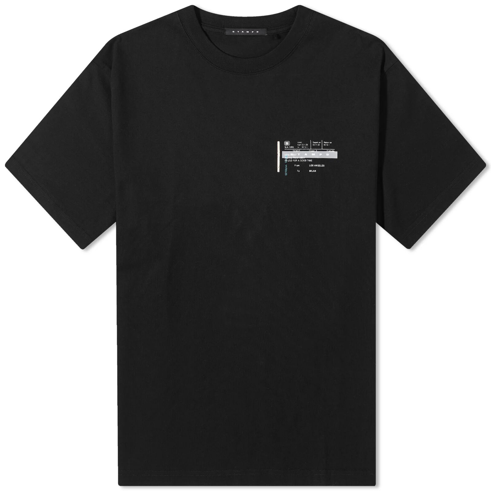 Stampd Men's Transit Ticket Relaxed T-Shirt in Black, Size Small