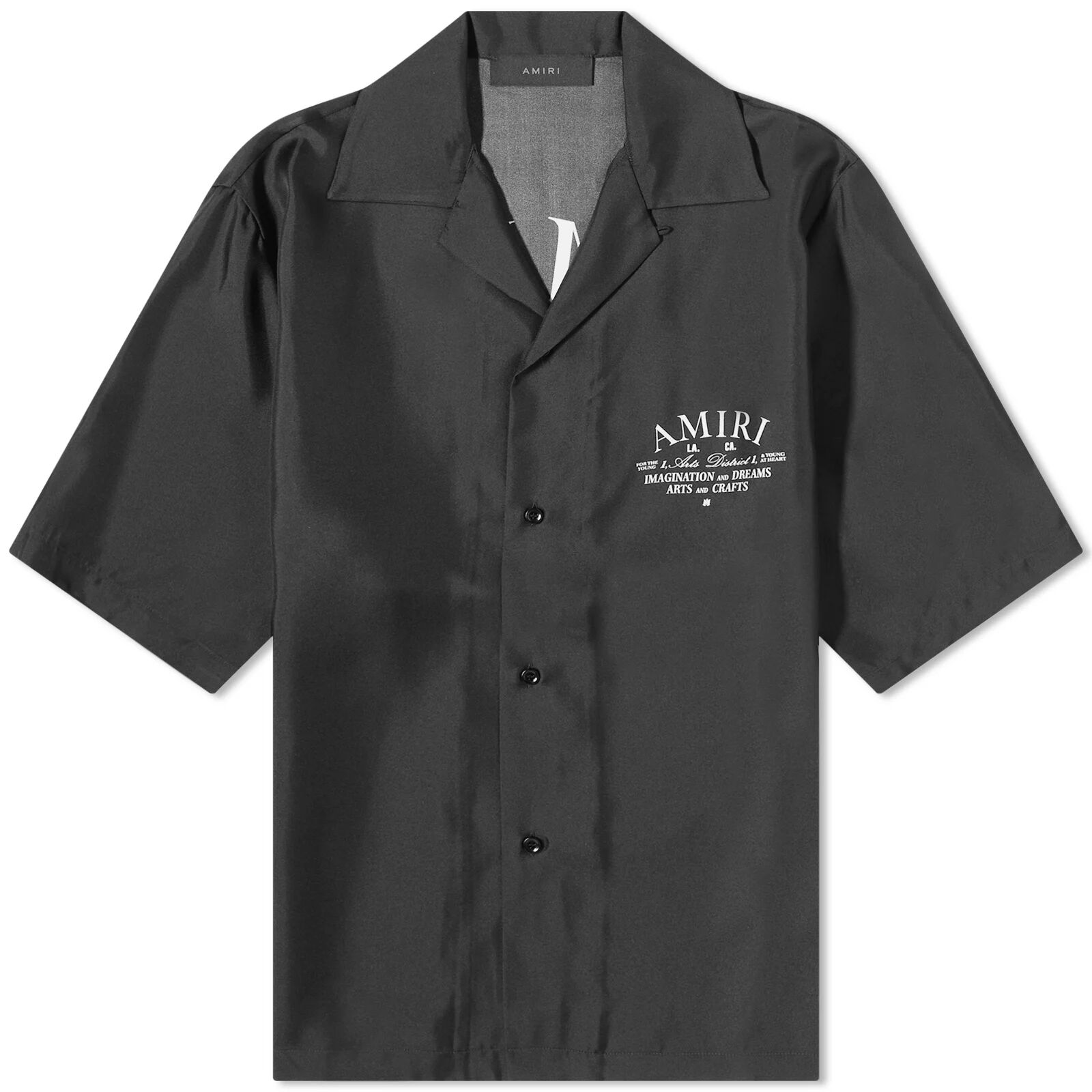 AMIRI Men's Amir Arts District Silk Vactaion Shirt in Black, Size X-Large