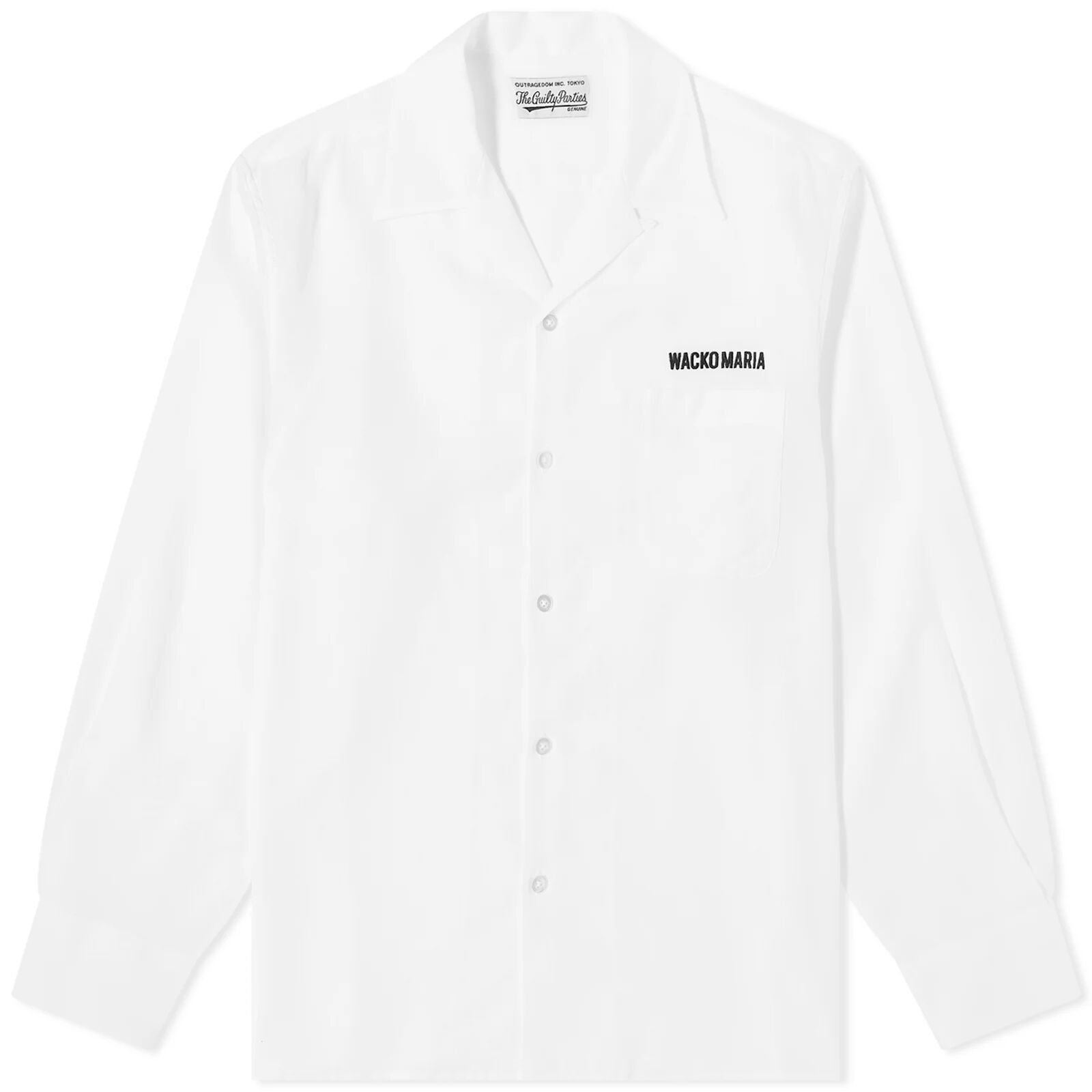 Wacko Maria Men's 50's Embroidered Logo Shirt in White, Size X-Large
