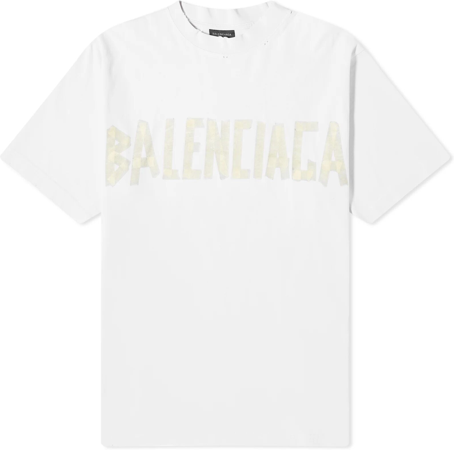 Balenciaga Men's Tape T-Shirt in White, Size X-Large