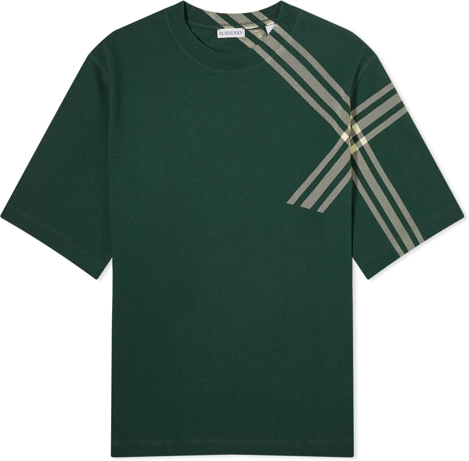 Burberry Men's Sleeve Check T-Shirt in Ivy, Size X-Large