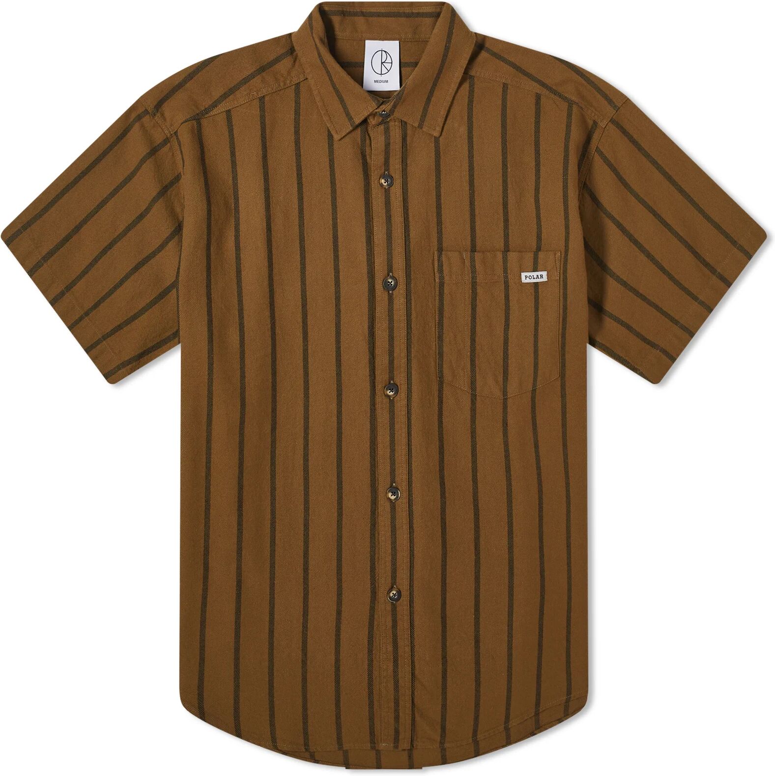 Polar Skate Co. Men's Mitchell Twill Short Sleeve Shirt in Beech/Black, Size Medium