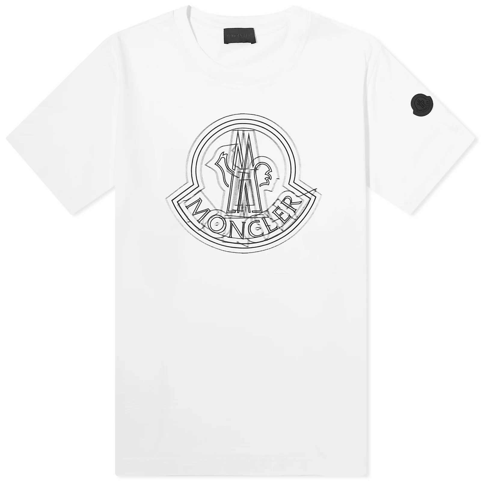Moncler Men's Large Logo T-Shirt in White, Size Small
