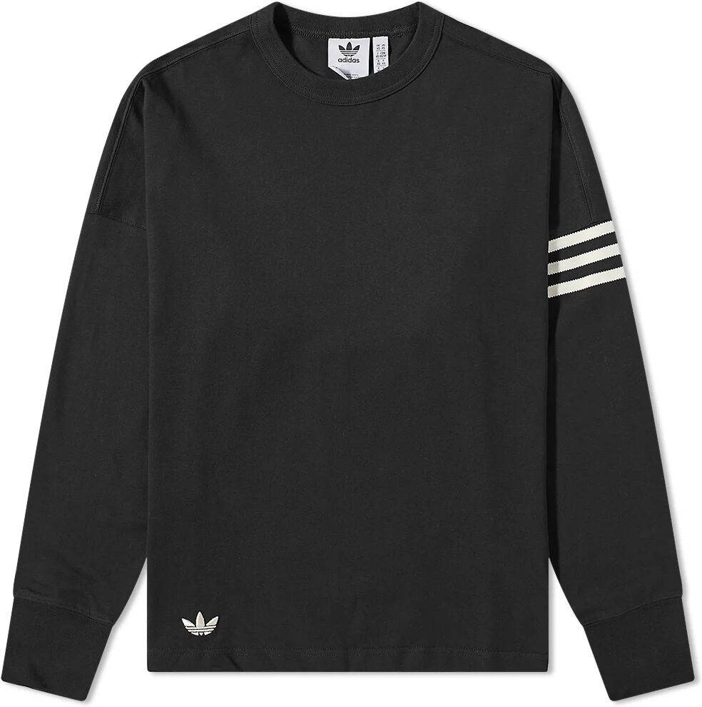 Adidas Men's Long Sleeve Neuclassics T-Shirt in Black/Wonder White, Size Small