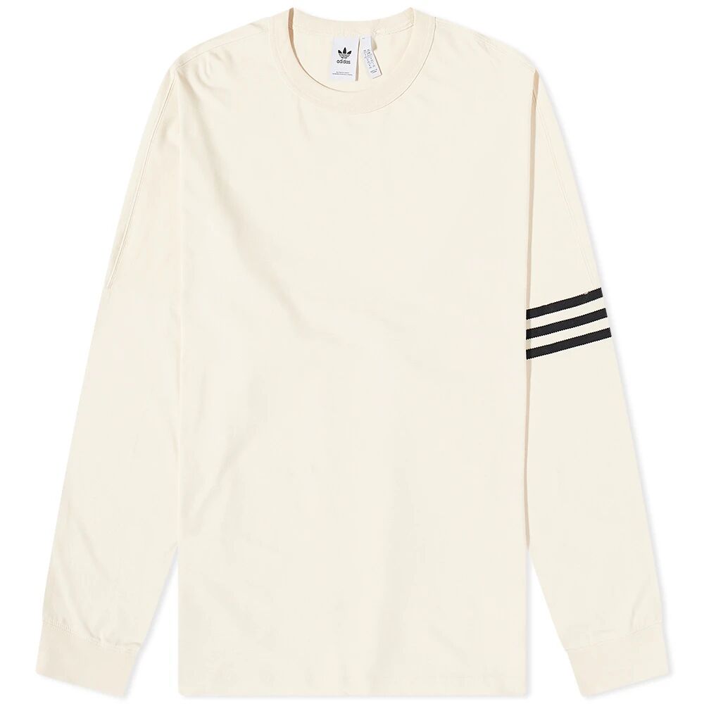 Adidas Men's Long Sleeve Neuclassics T-Shirt in Wonder White/Black, Size Small