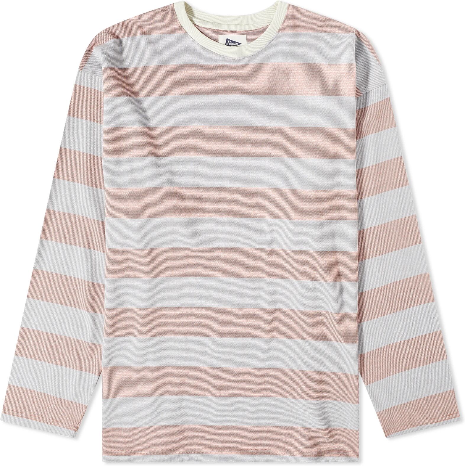 Pilgrim Surf + Supply Men's Long Sleeve Hawkinson Striped T-Shirt in Orange/Grey, Size X-Large