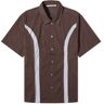 Wood Wood Men's Lucas panel shirt in Brown Chocolate, Size Large