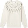 Neil Barrett Men's Fair-Isle Thunderbolt Easy Sweatshirt in Dark Ivory/Beige, Size X-Large