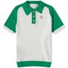 Casablanca Men's Colour Block Boucle Polo Shirt in White/Green, Size Small