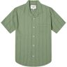 Corridor Men's Striped Seersucker Vacation Shirt in Green, Size Small