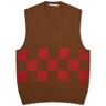 s.k manor hill Men's Checkered Knit Vest in Brown/Red, Size Medium