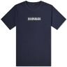 Napapijri Men's Box Logo T-Shirt in Blue Marine, Size Small