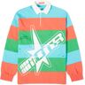 Members of the Rage Men's Rugby Shirt in Infrared/Turquoise Multicolor, Size Large