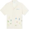 Casablanca Men's Embroidered Logo Short Sleeve Shirt in Off-White, Size Small