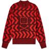 Acne Studios Keith Cross Bones Face Relaxed Crew Knit in Black/Sharp Red, Size Large