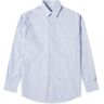 Wood Wood Men's Nico Stripe Shirt in Azure Blue Stripes, Size X-Large