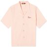 Late Checkout Embroidered Vacation Shirt in Pink, Size Small