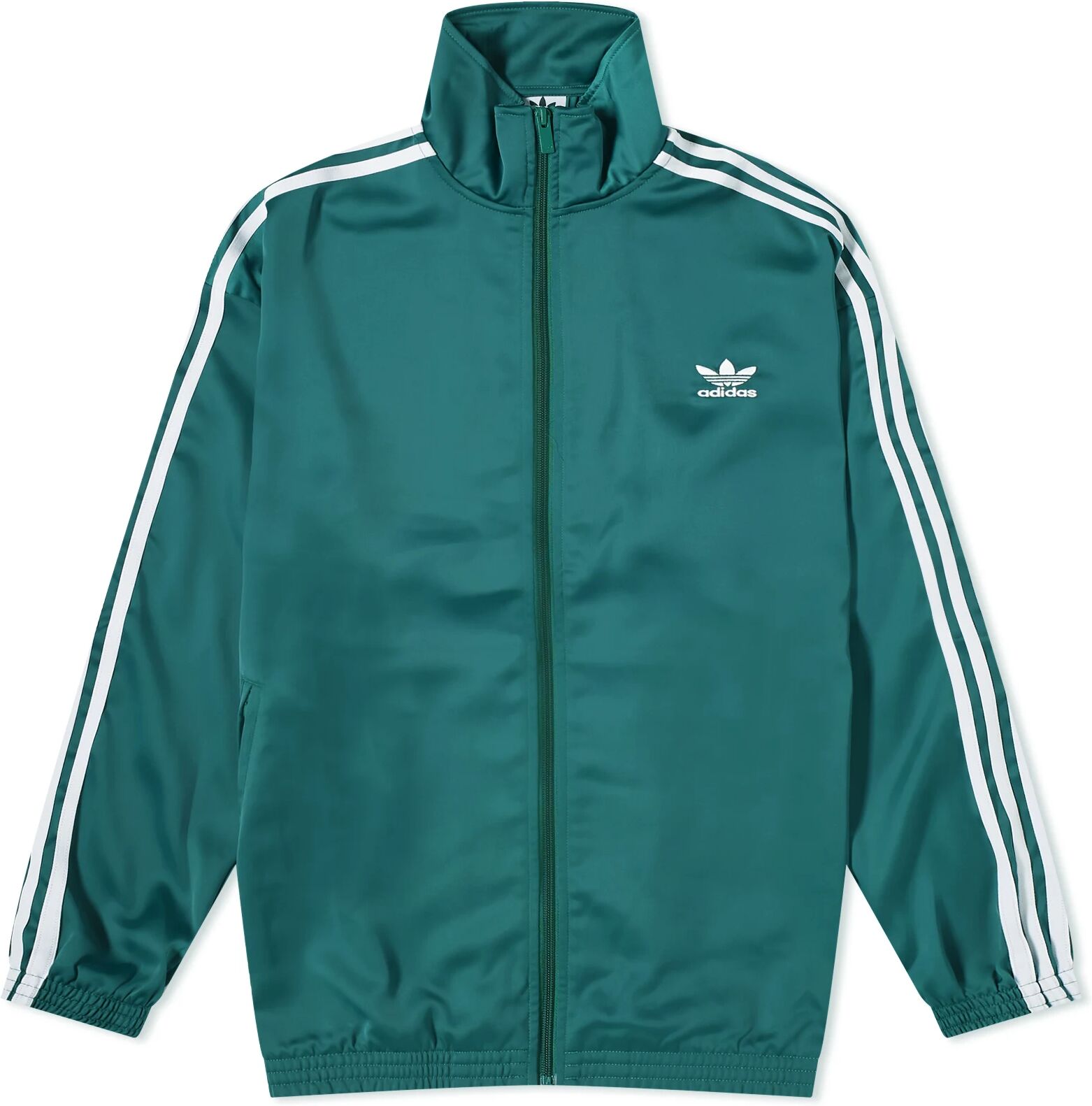 Adidas Women's Satin Track Top in Collegiate Green, Size X-Large