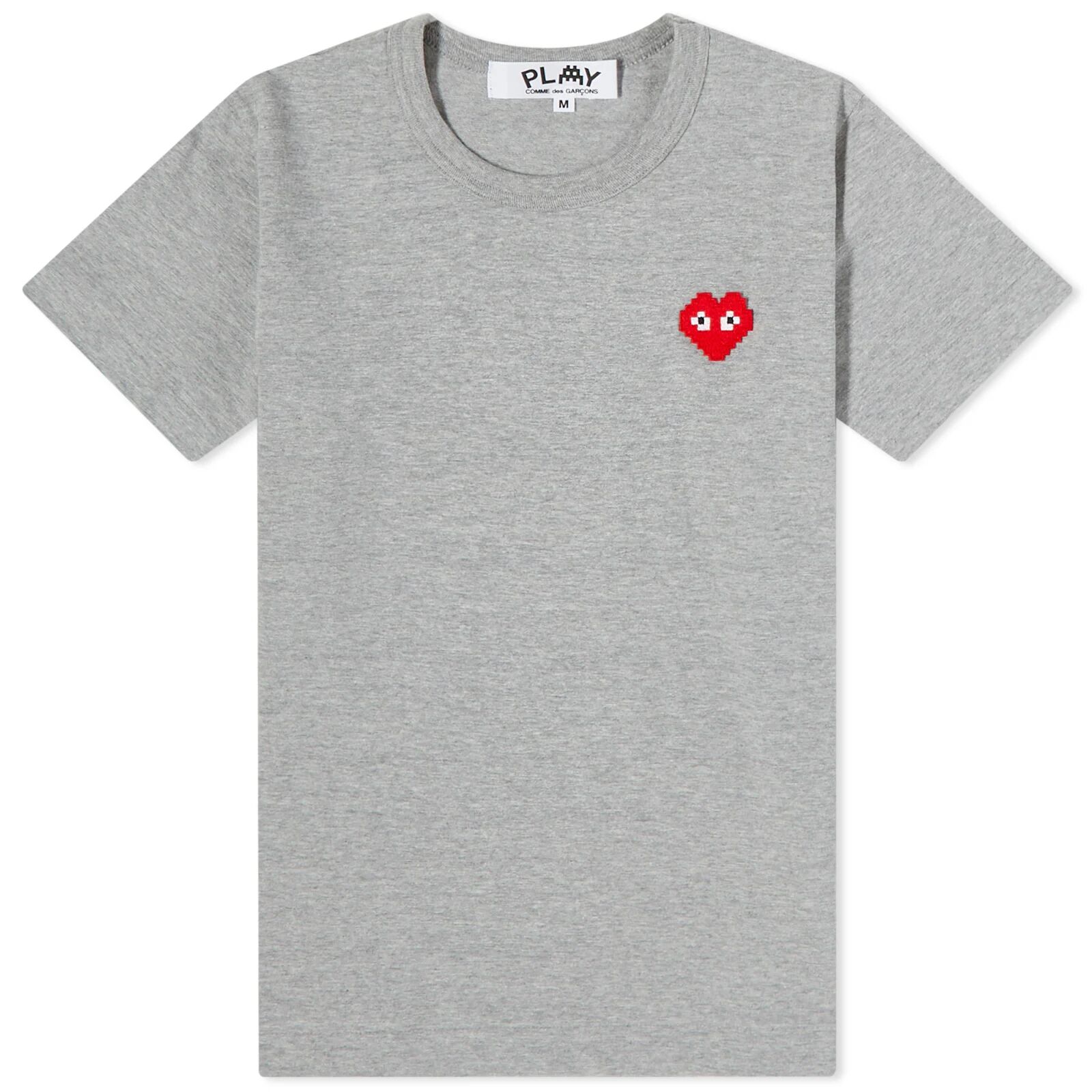 Comme des Garçons Play Women's Invader Heart T-Shirt in Grey, Size Small