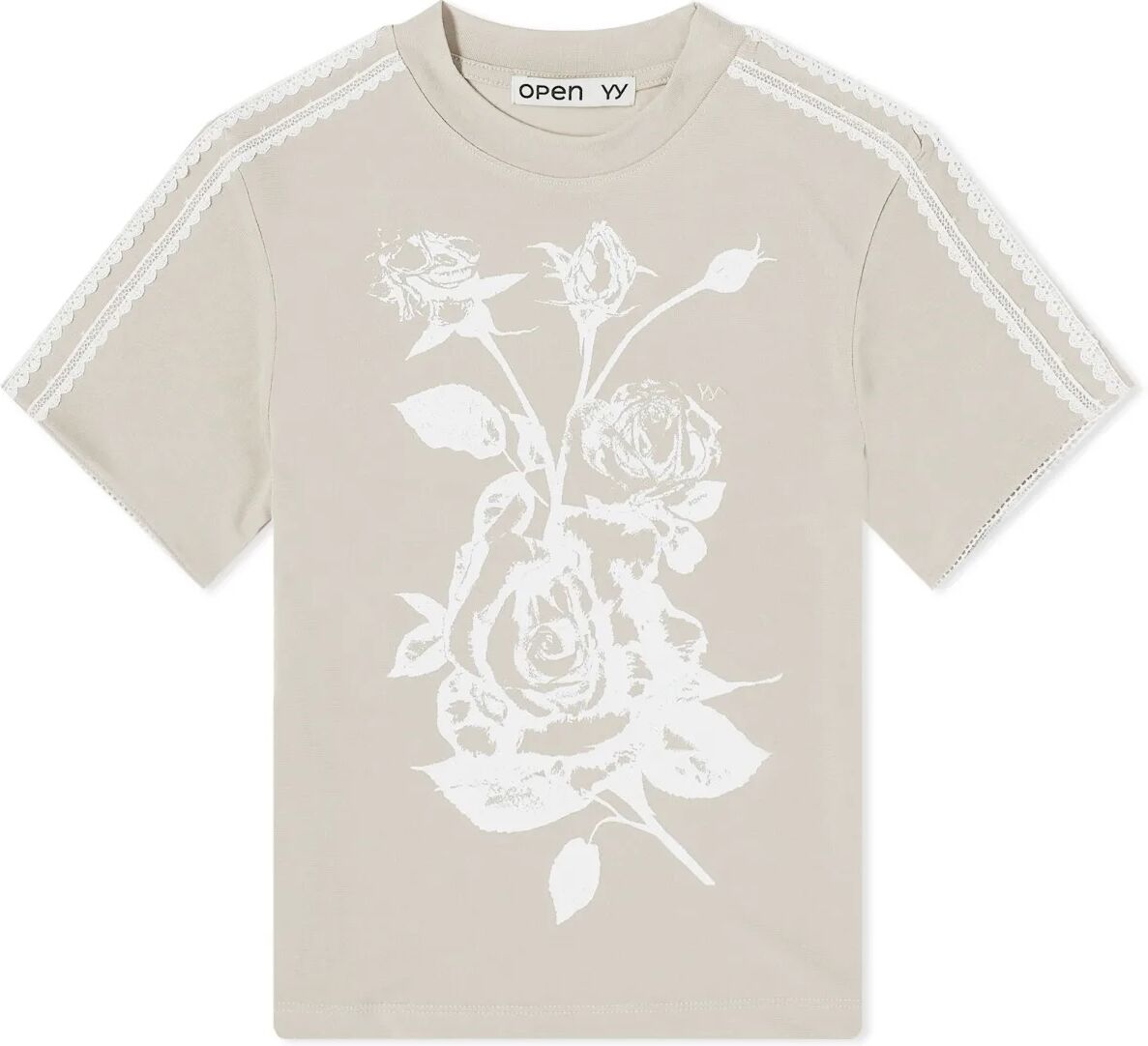 OPEN YY Women's Rose Baby T-Shirt in Beige, Size Medium