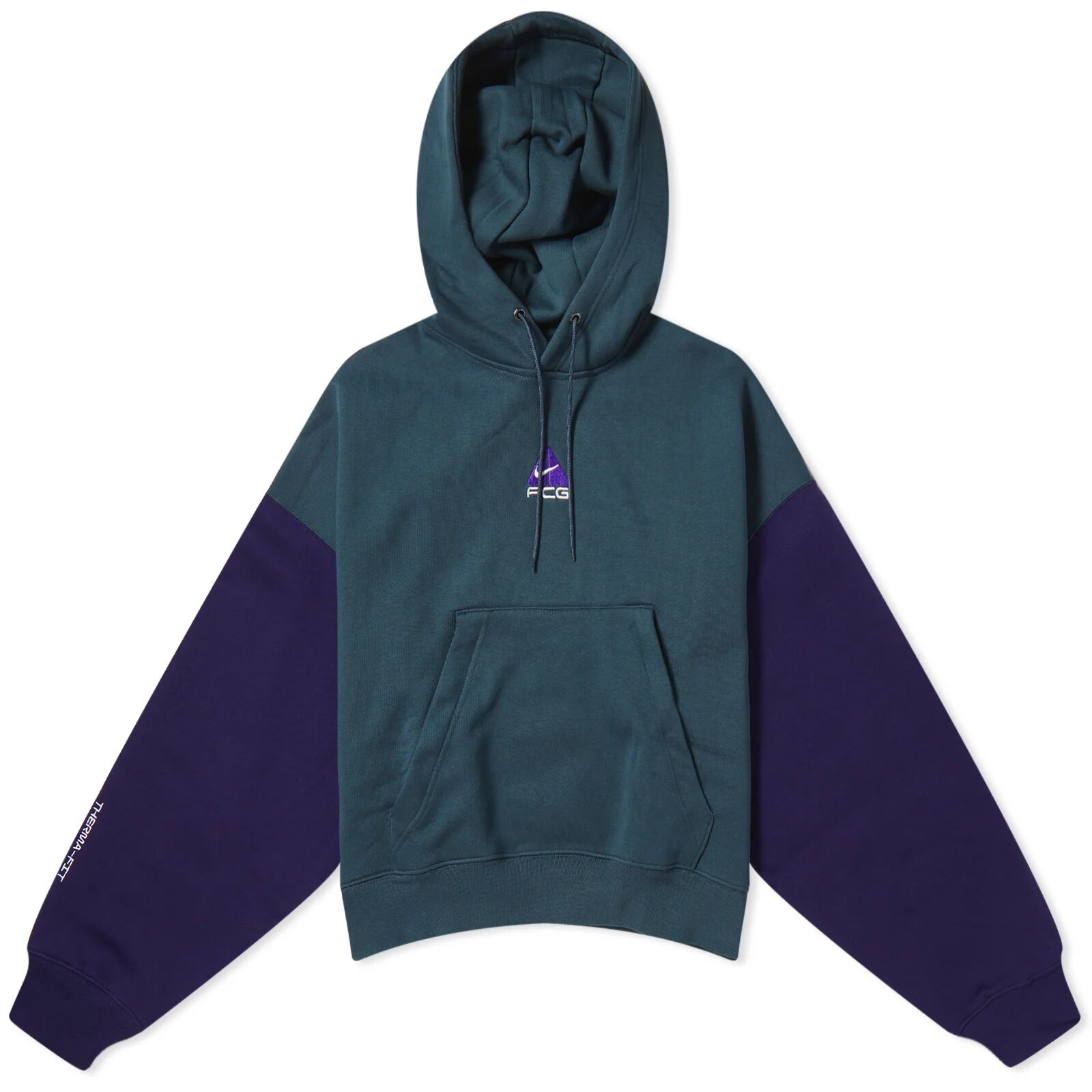 Nike Women's Acg Tuff Knit Fleece Hoodie in Deep Jungle/Purple Ink/Summit White, Size Large