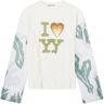 OPEN YY Women's I Love YY Mesh Sleeve T-Shirt in White, Size X-Large