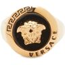 Versace Men's Logo Medusa Signet Ring in Black/Gold, Size Medium