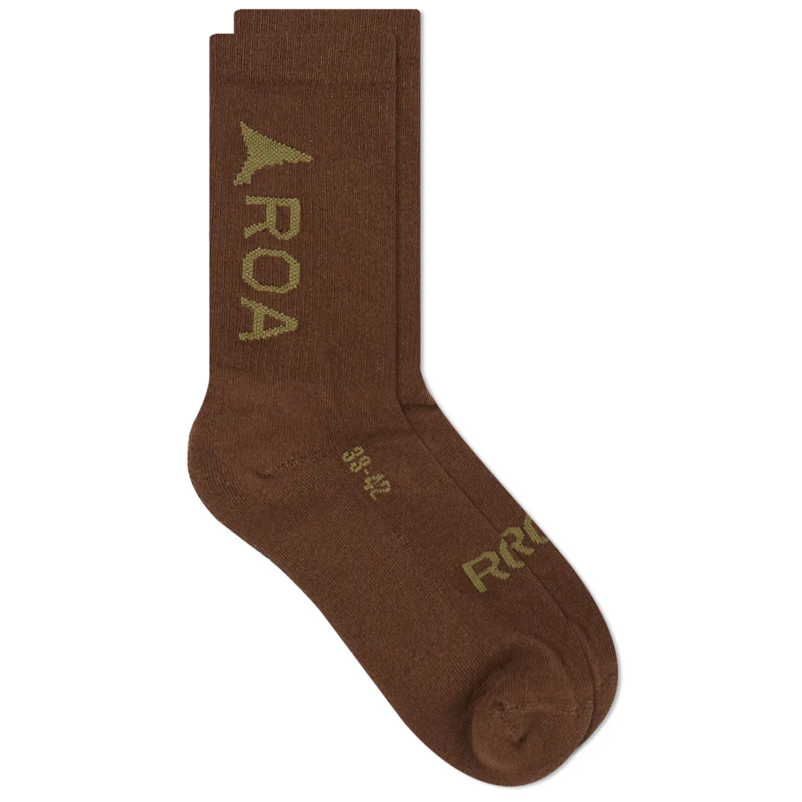 ROA Men's Logo Socks in Brown, Size Small